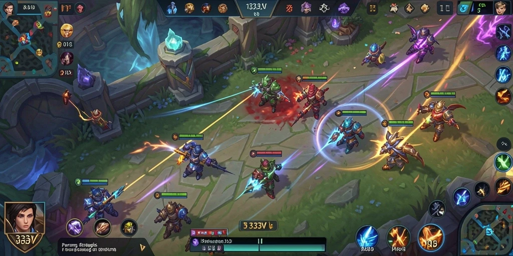 Tampilan aksi intens dari gameplay MOBA di 333V.