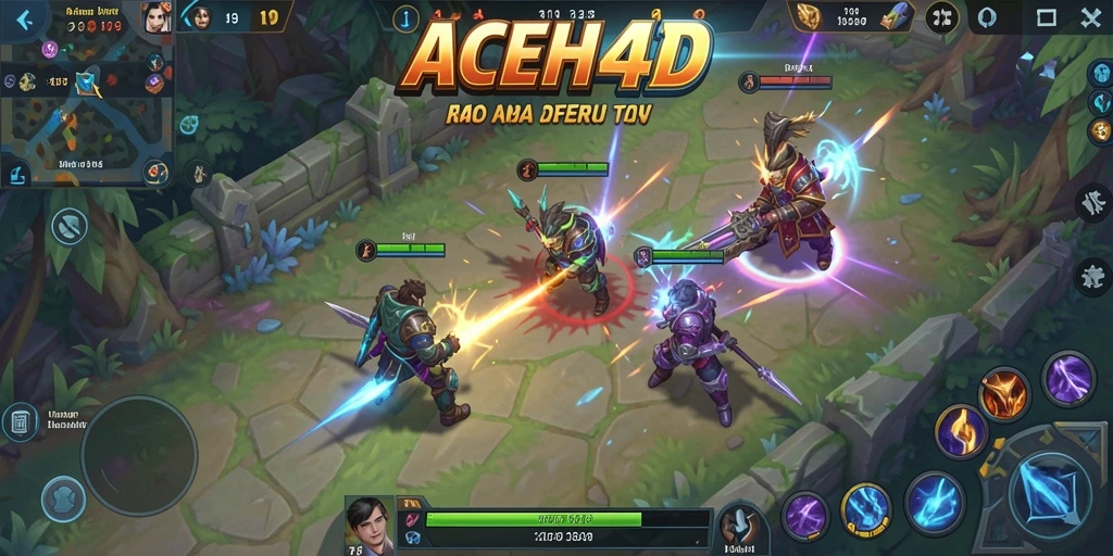 Tampilan gameplay seru dan strategi dalam <strong>ACEH4D</strong>, pertarungan antar karakter di arena.