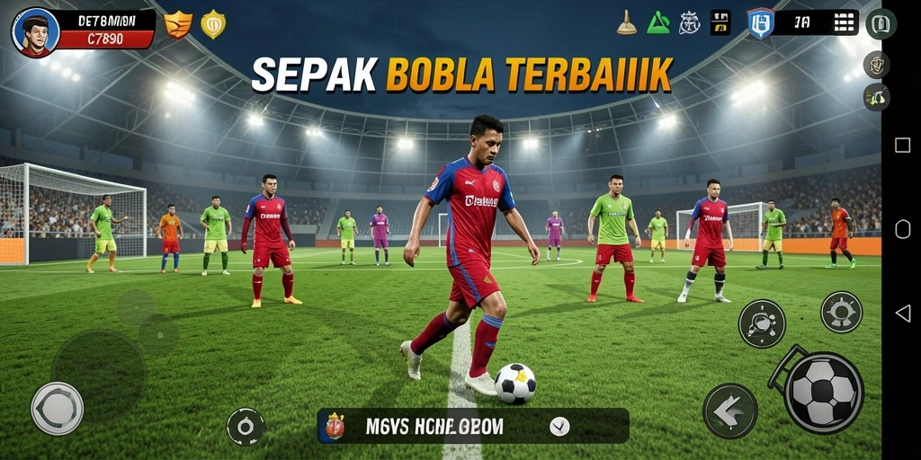 Tampilan gameplay mendebarkan dari C7890 yang membawa Anda ke lapangan sepak bola.