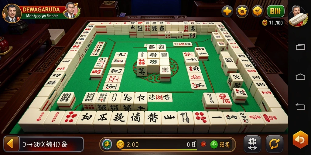 Screenshot gameplay DEWAGARUDA yang menampilkan keseruan bermain Mahjong.