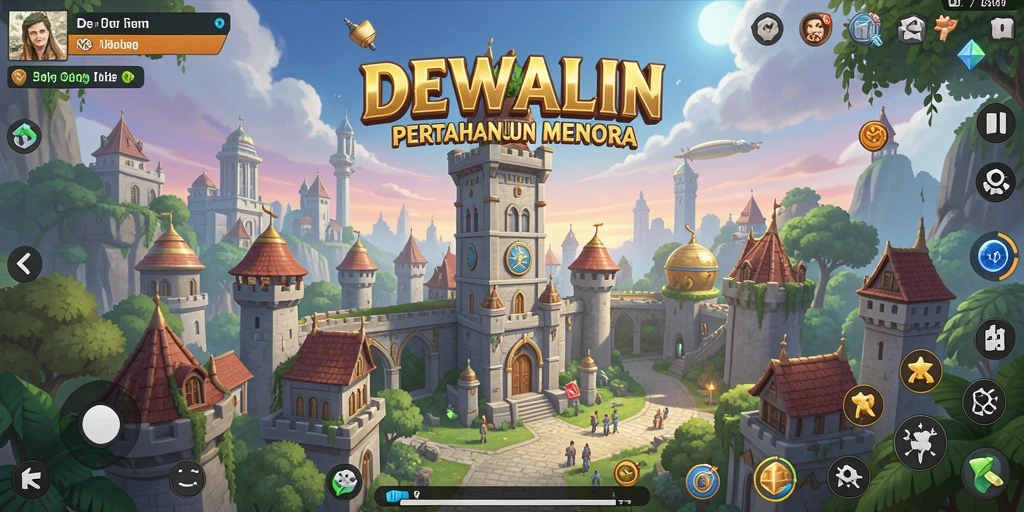 Tampilan gameplay game Tower Defense DEWALIN yang menarik.