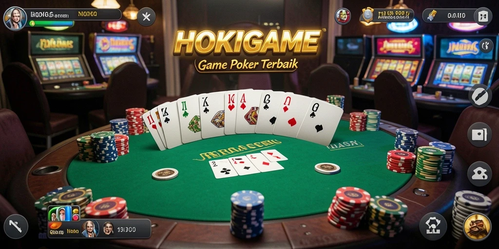 Screenshot HOKIGAME menampilkan suasana meja poker yang seru dan interaktif.