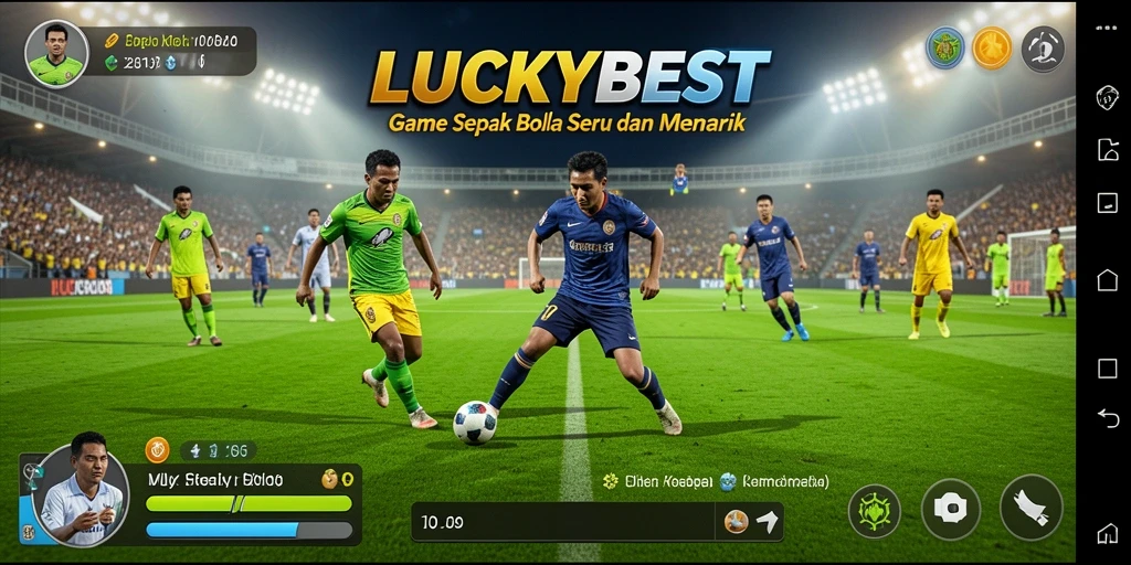 Tangkapan layar gameplay LUCKYBEST dengan aksi sepak bola yang mendebarkan.