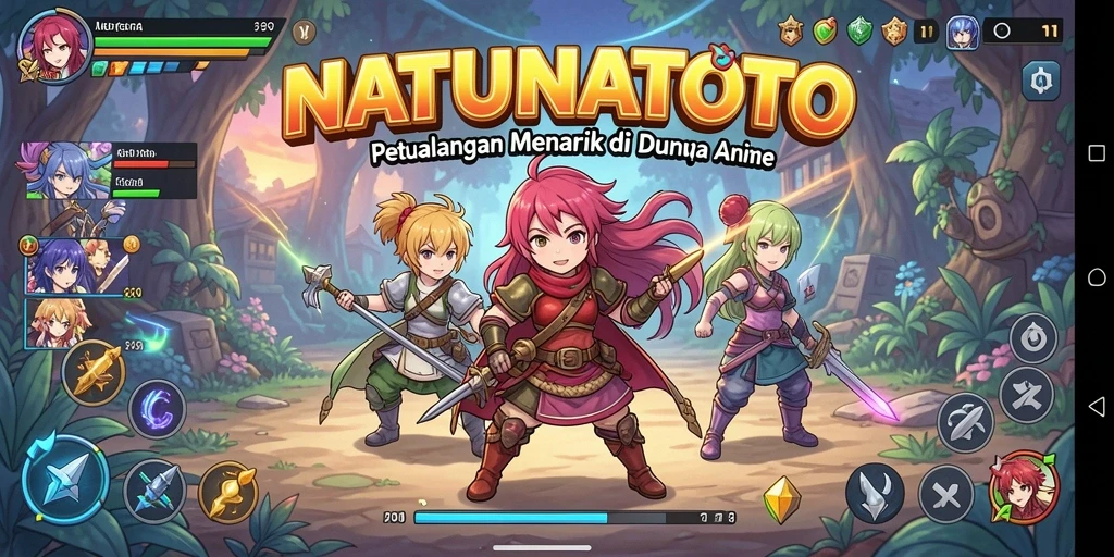 Screenshot NATUNATOTO menampilkan karakter anime dalam aksi seru.