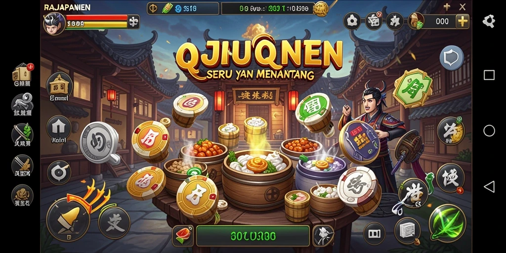 Tampilan seru dari gameplay QiuQiu RAJAPANEN.