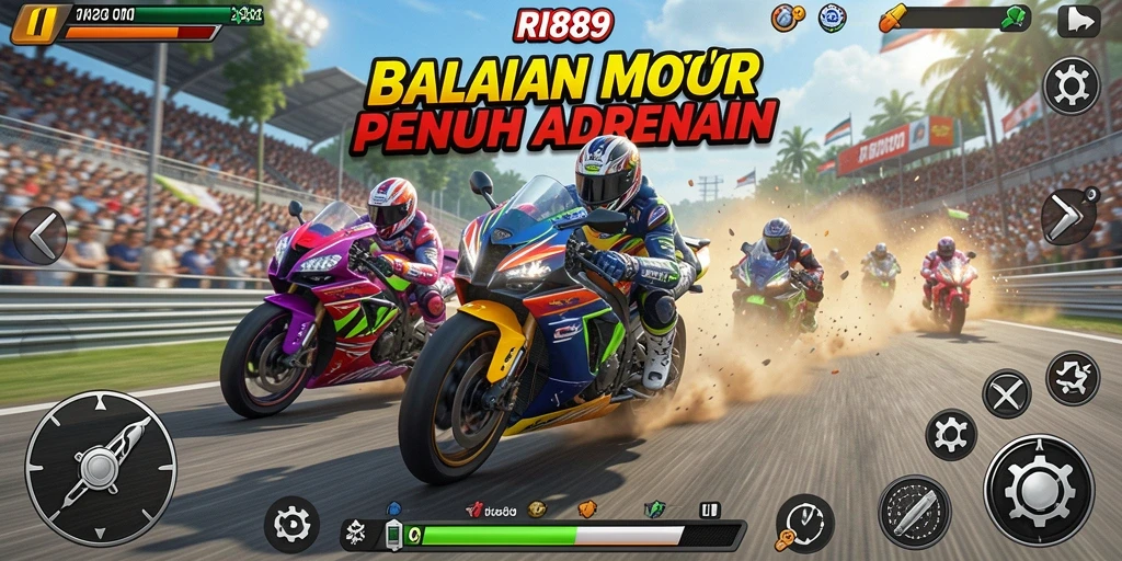 Gameplay seru balapan motor yang mendebarkan di RI889.
