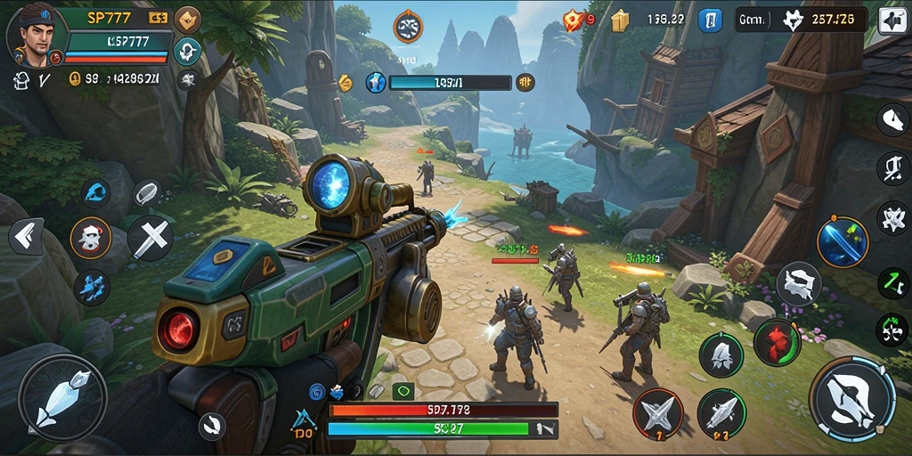 Screenshot gameplay SP777 menampilkan pertarungan strategis yang mendebarkan.